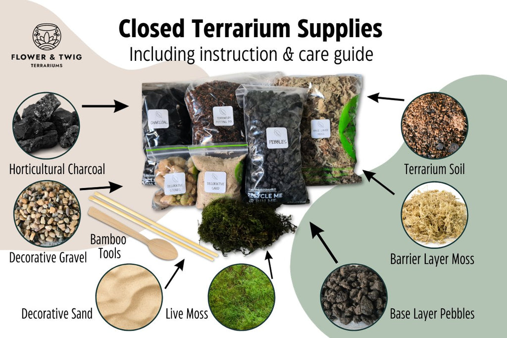 Closed Terrarium Supplies - Substrates and Tools - Flower and Twig Nursery